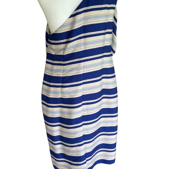 Banana Republic Blue and Cream Striped One-Shoulder Dress, Elegant and Beautiful - Picture 2 of 12